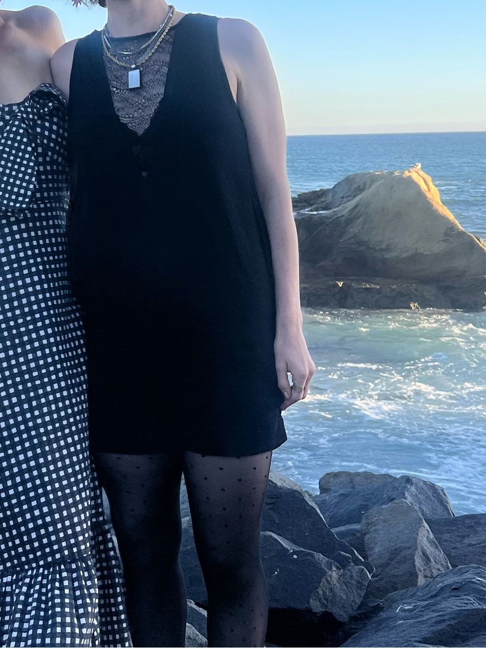 *5 for $20* IRO Black Sleeveless Shift Dress with Lace Inset - Picture 7 of 7